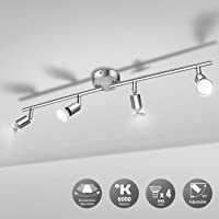 Lámpara de Techo LED 4 Focos- Wowatt Plafón con Focos giratorios y orientables 6000K Blanco Frío 4 x 6W Spot Bombillas…